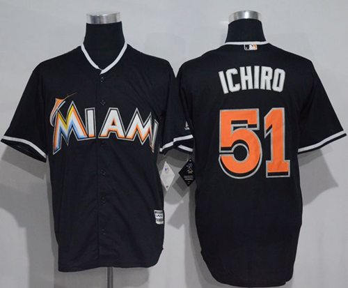 marlins #51 Ichiro Suzuki Black New Cool Base Stitched MLB Jersey